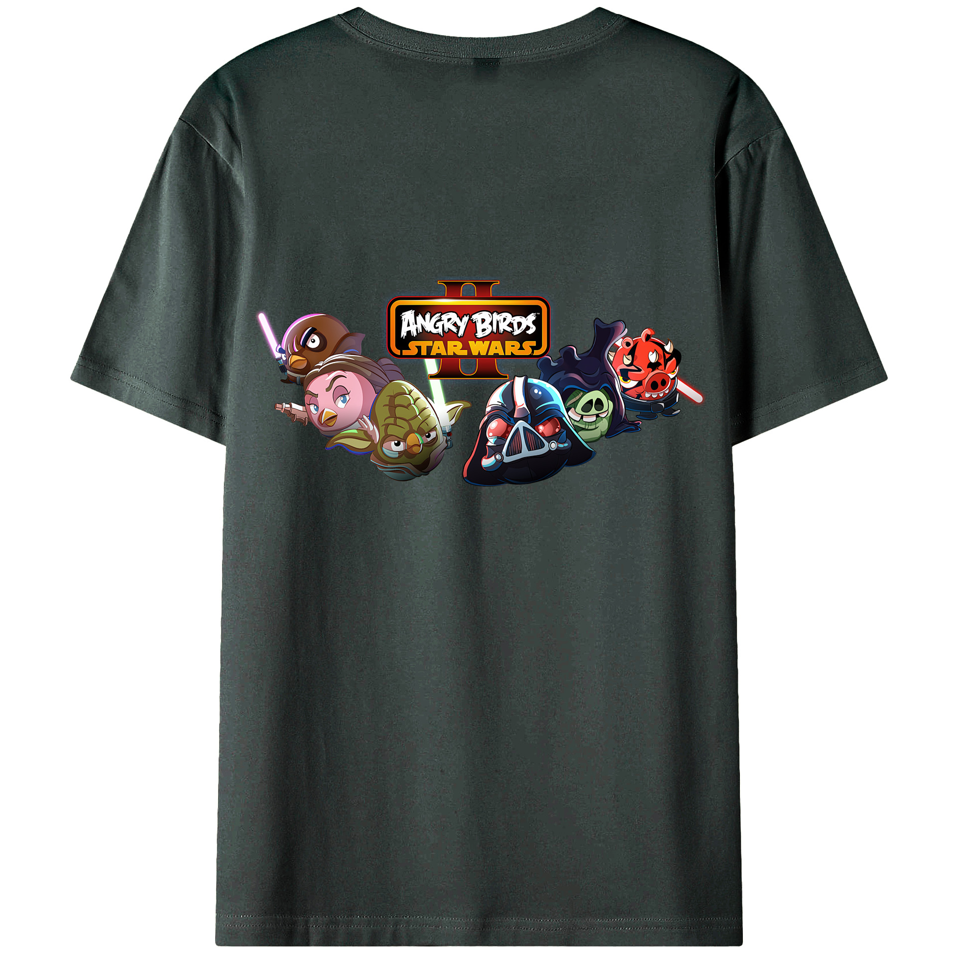 （画像用） Angry Birds アングリーバード 綿100％ メンズ半袖Tシャツ（バックプリント） 通気性